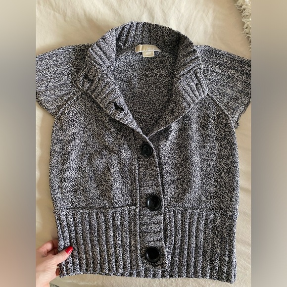 MICHAEL Michael Kors Marled Knit Short Sleeve Cardigan Sweater - Picture 4 of 15